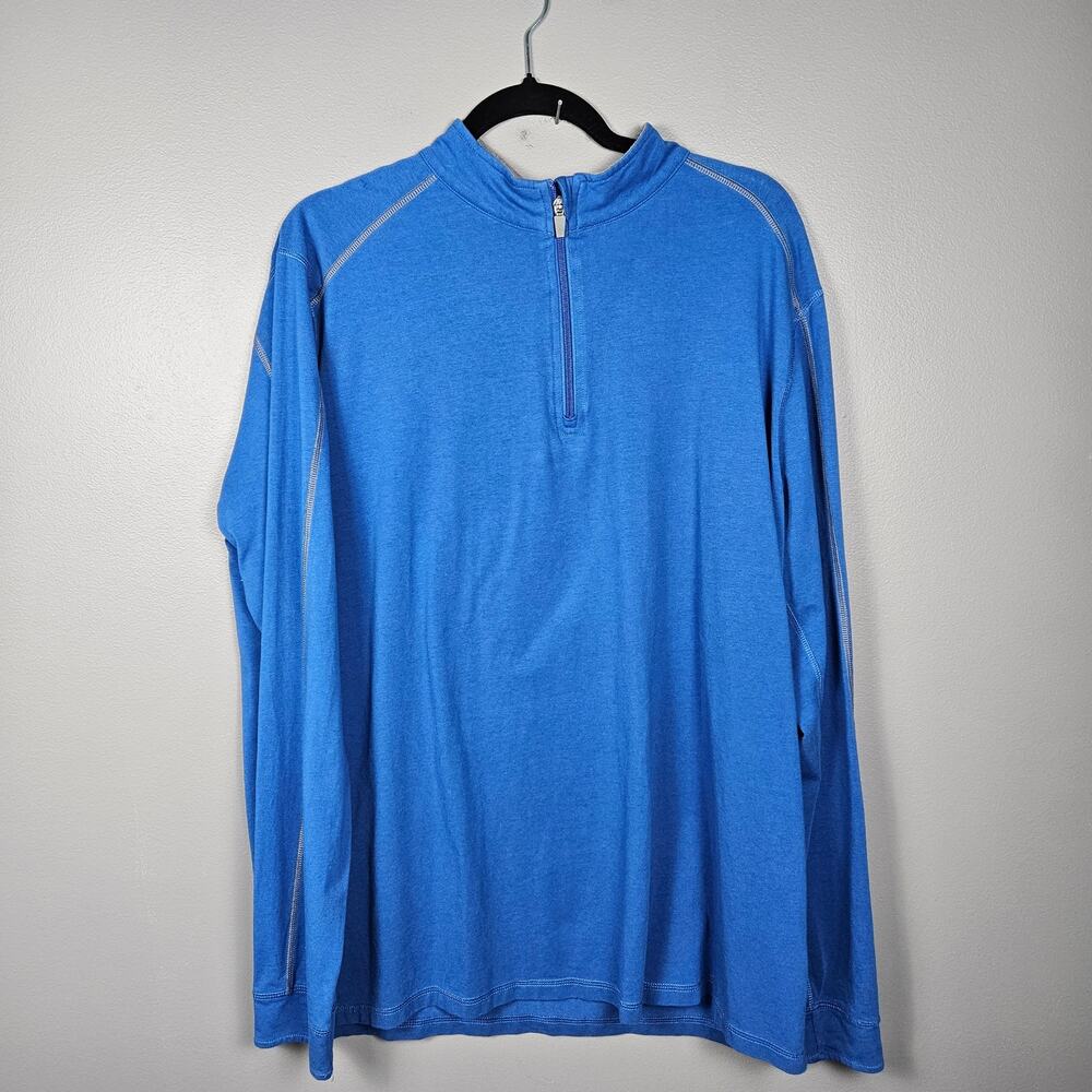 Tasc Performance Mens XL Quarter‎ Zip Long Sleeve Pullover Bamboo Stretch Blue